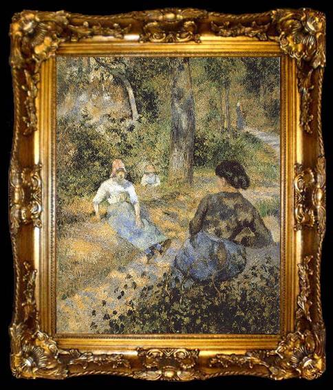 framed  Camille Pissarro Rest of the peasant woman, ta009-2